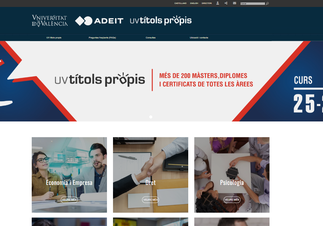 Captura de pantalla de la web